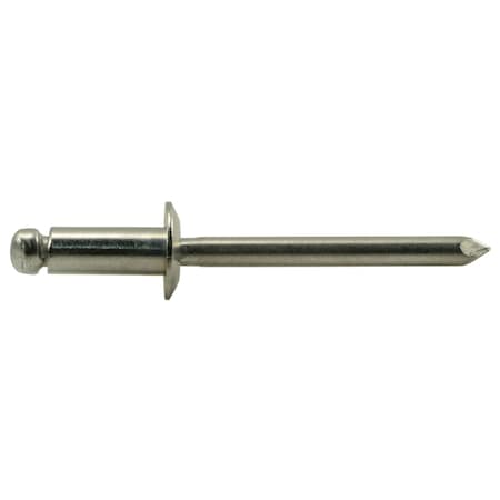 Midwest Fastener Blind Rivet, Dome Head, 3/16 in Dia., 1/4 in L, 18-8 Stainless Steel Body, 50 PK 53962